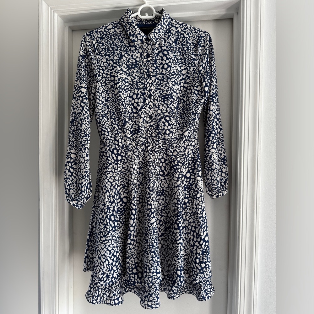 Banana Republic Blue and White Floral Dress (size 2P)